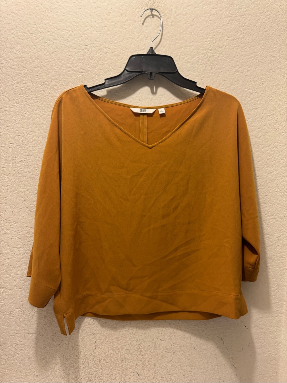 Uniqlo Women's V-Neck Tunic Top in Mustard Yellow